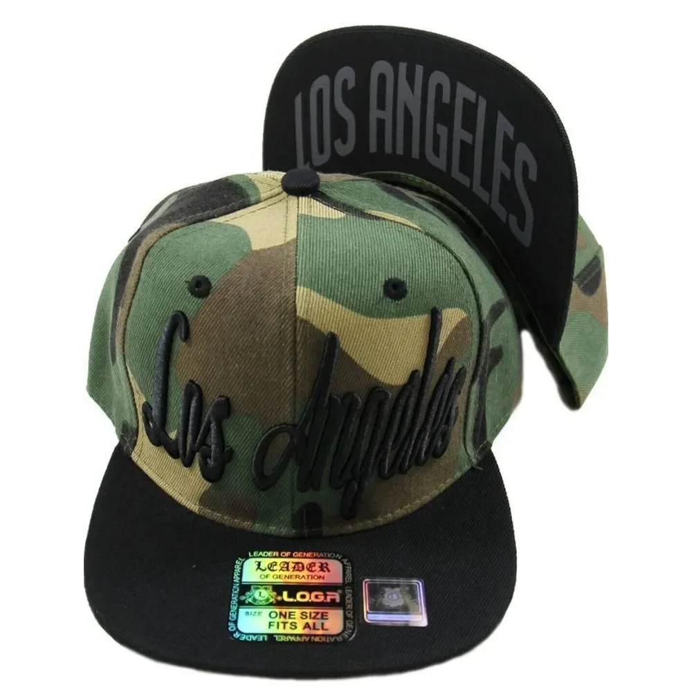 L.O.G.A. Baseball Hat Cap Unisex One Size Camo Embroidered Los Angeles‎